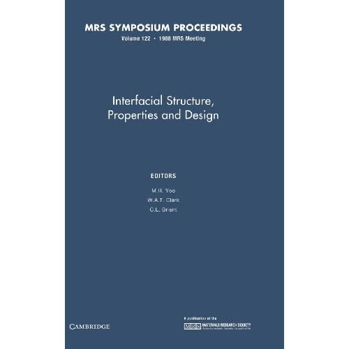 Interfacial Structure, Properties, and Design: Volume 122 (MRS Proceedings)